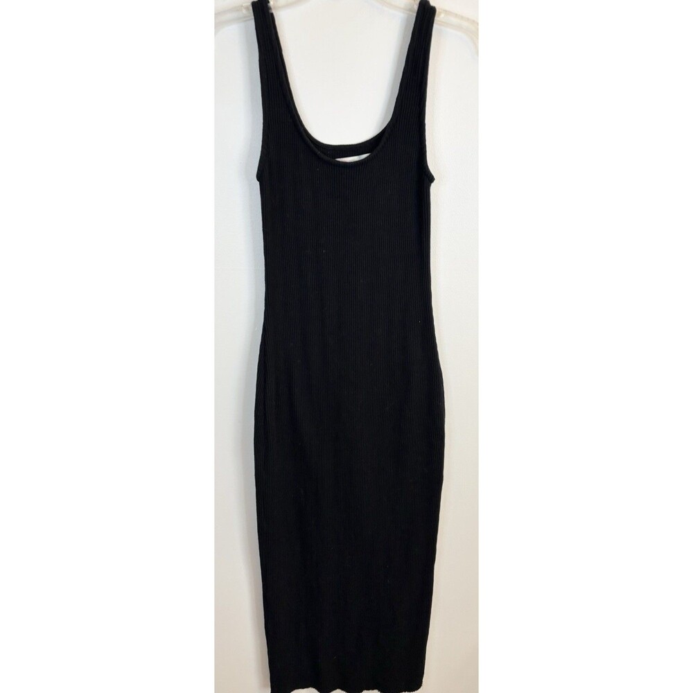 Free People Black Ribbed Midi Tank Dress